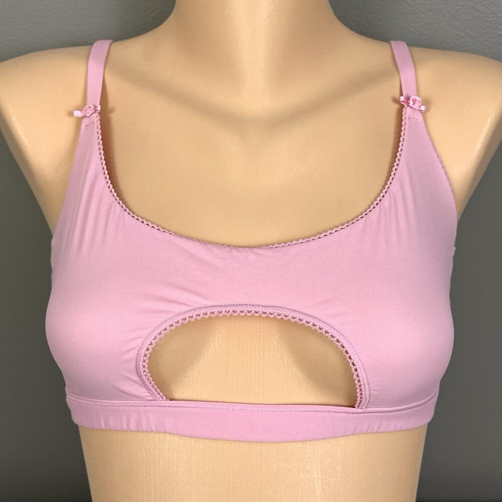 SKIMS Fits Everybody Picot Cut Out Scoop Bralette Size Large Bubblegum Pink